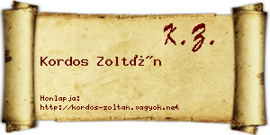 Kordos Zoltán névjegykártya